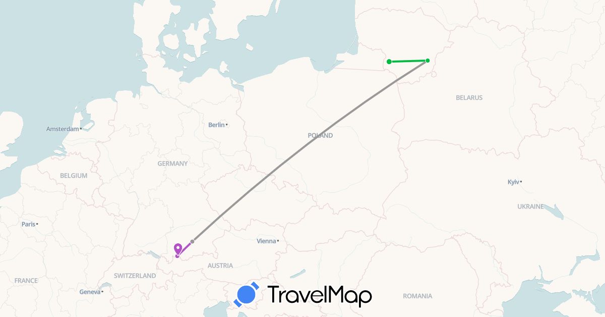 TravelMap itinerary: driving, bus, plane, train in Germany, Lithuania (Europe)